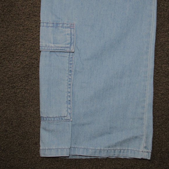 RETRO STYLE BOYFRIEND JEANS-VELCRO CLOSE LARGE POCKET LOOSE FIT-LIGHT BLUE-T.H. - Picture 4 of 13